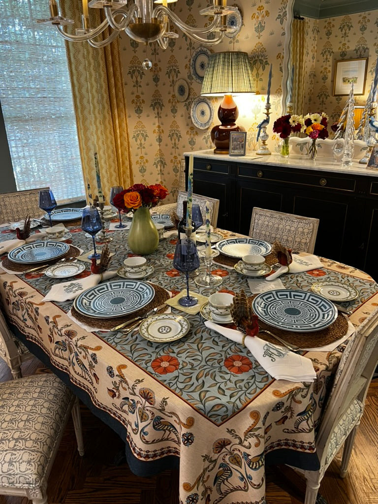 Navy and Sky Greek Key Pavilion Dinner Plates - 8 pack