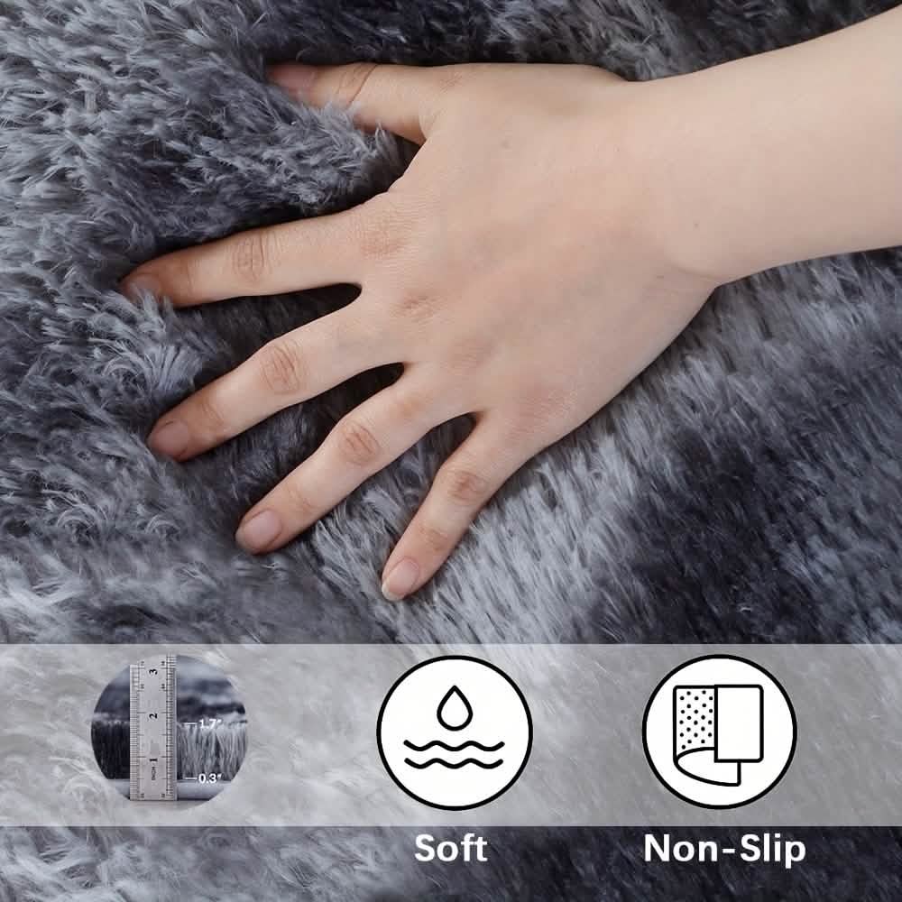 Light Gray Shaggy Area Rug – Soft Plush Indoor Carpet