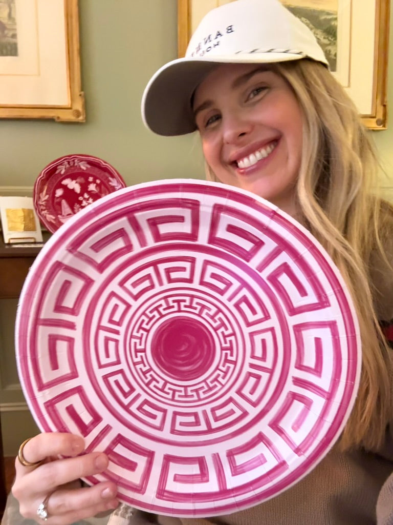 Navy and Sky Greek Key Pavilion Dinner Plates - 8 pack