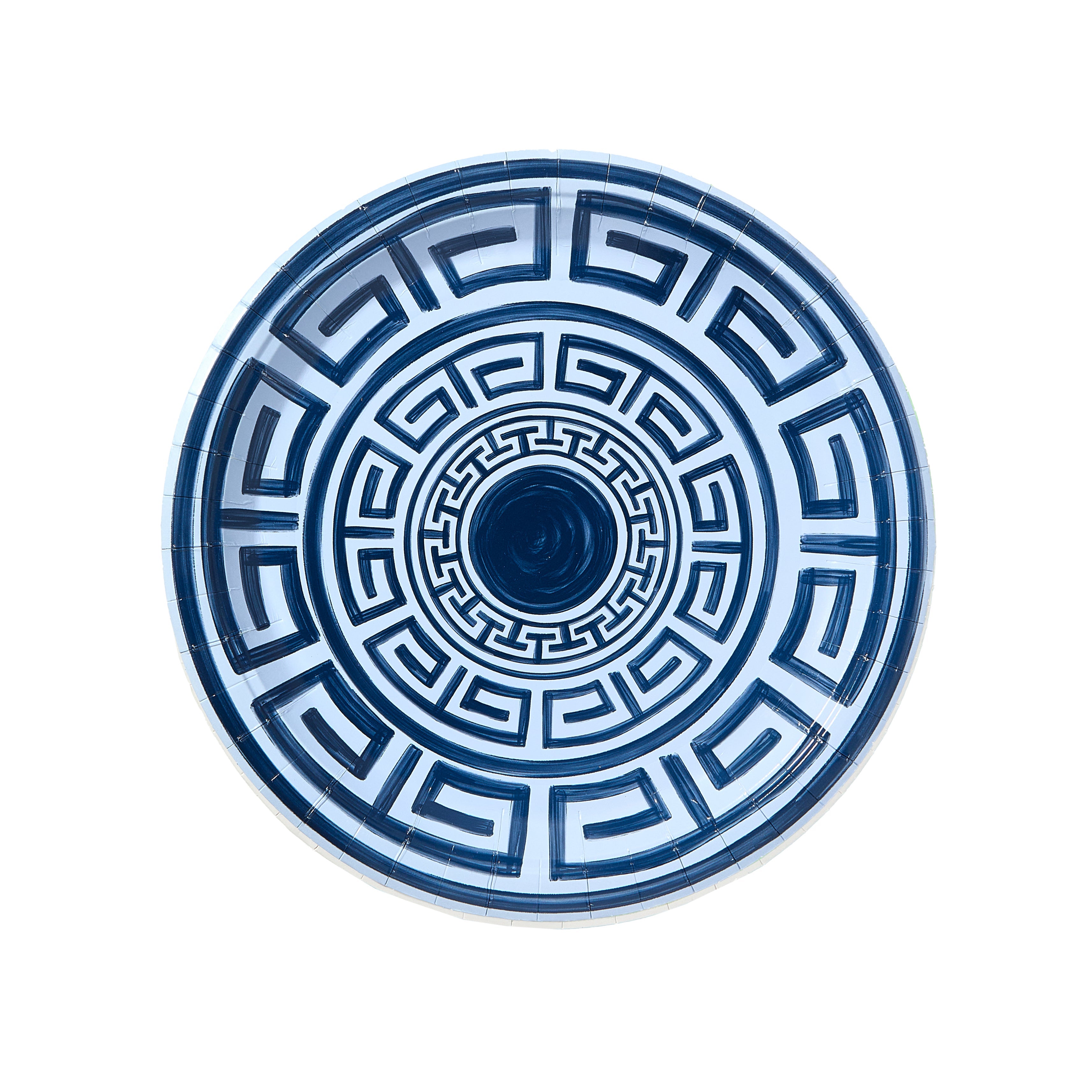 Navy and Sky Greek Key Pavilion Dinner Plates - 8 pack